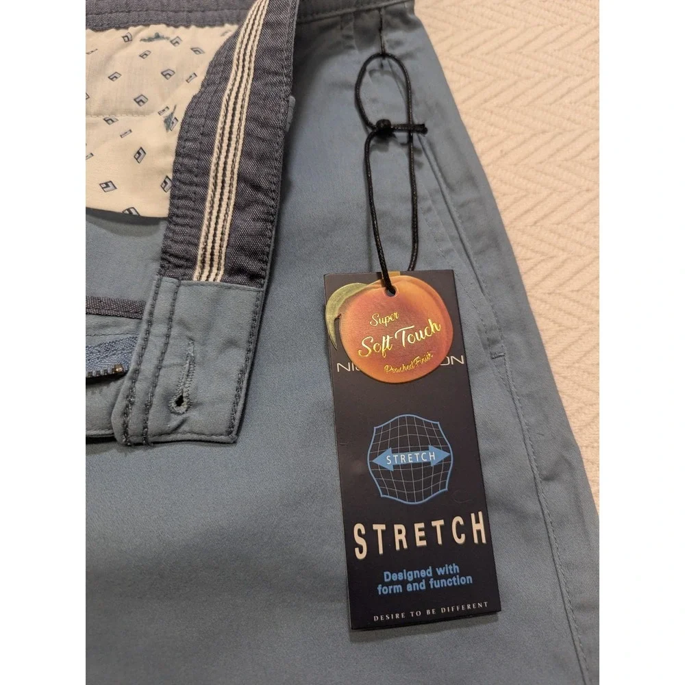 Nickel & Iron‎ Mens Stretch Chino Shorts Blue Gray NWT Form Function